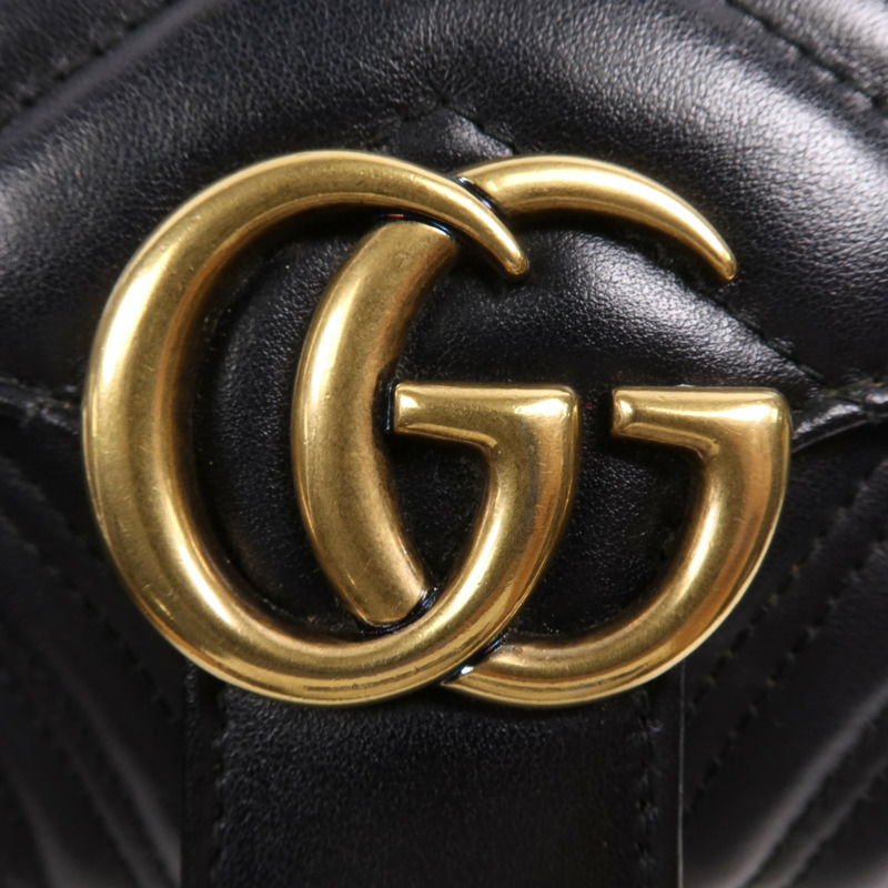 GUCCI 牛皮皮革GG Marmont金扣鏈帶肩背袋-9