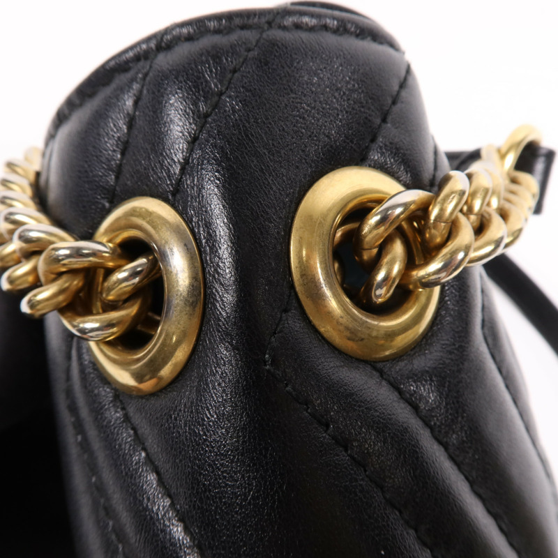 GUCCI 牛皮皮革GG Marmont金扣鏈帶肩背袋-10