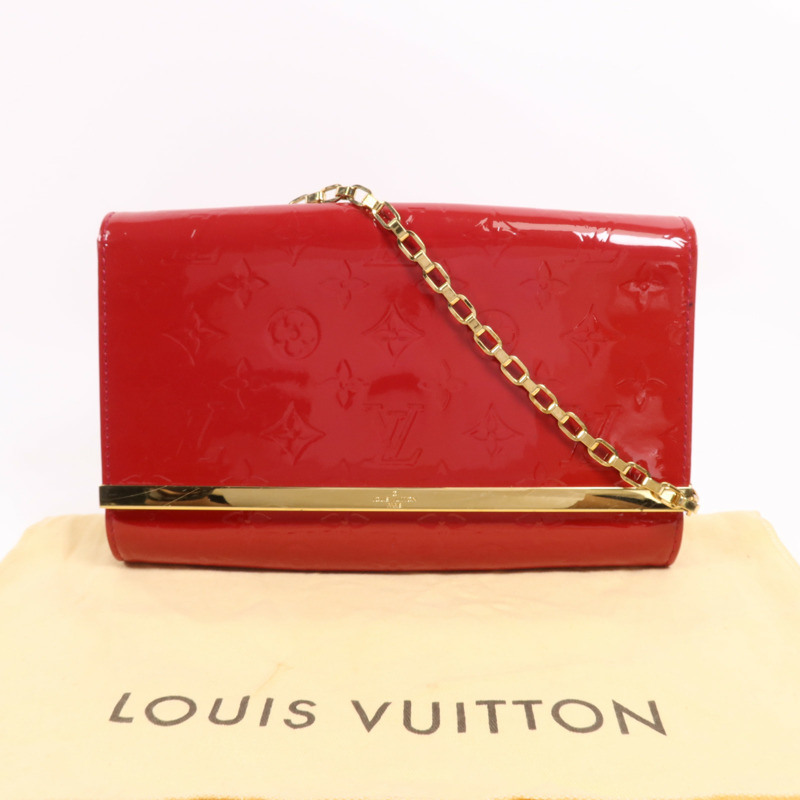 LOUIS VUITTON Monogram Vernis Clutch Ana Shoulder Bag金扣鏈帶肩背袋-18