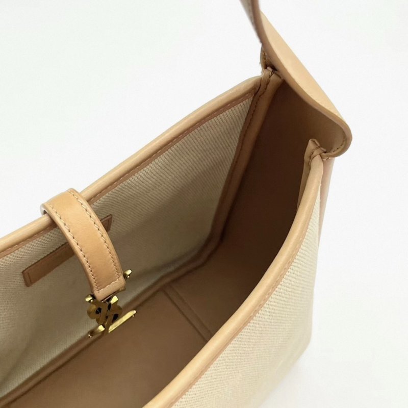 YSL 帆布拼皮金扣hobo肩背腋下子母包 22*22*9 98新配件塵袋-4