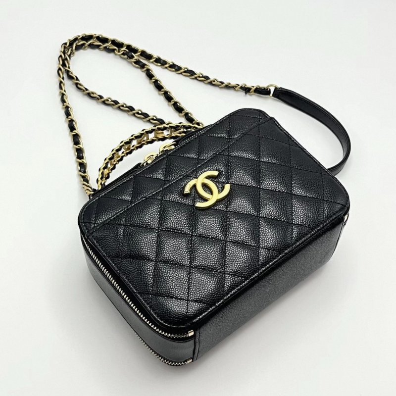 CHANEL 黑金22s荔枝紋相機手提肩背包19*13*8 99新配件塵袋-1
