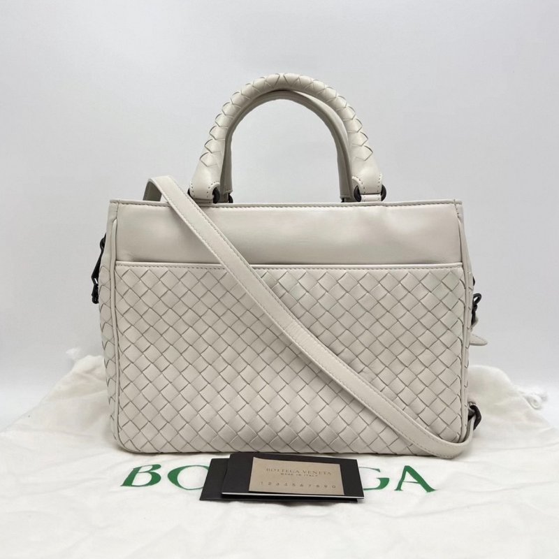 BV 白色經典編織手提斜背包26*20*10 98新配件塵袋-0