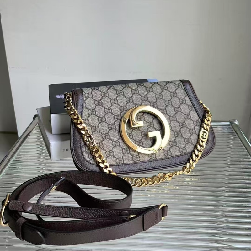 🔥新到：閒置🆕 GUCCI / 古馳Blondie老花Logo金標鏈條皮革，可斜挎可腋下背，尺寸：28✖️16cm 幾千塊拿走-0