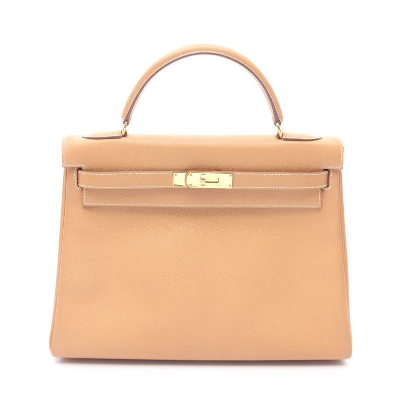 愛馬仕 Kelly 32 單肩手提包，庫爾舍維爾皮革，天然貂皮色，二手，金色五金-0