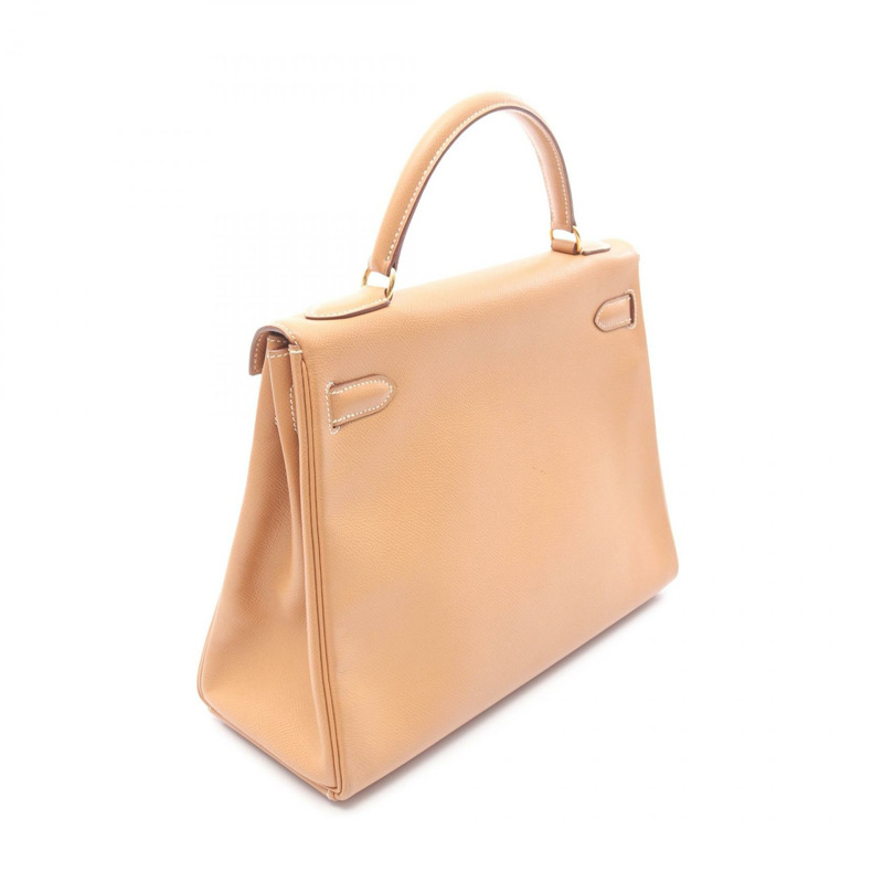 愛馬仕 Kelly 32 單肩手提包，庫爾舍維爾皮革，天然貂皮色，二手，金色五金-1