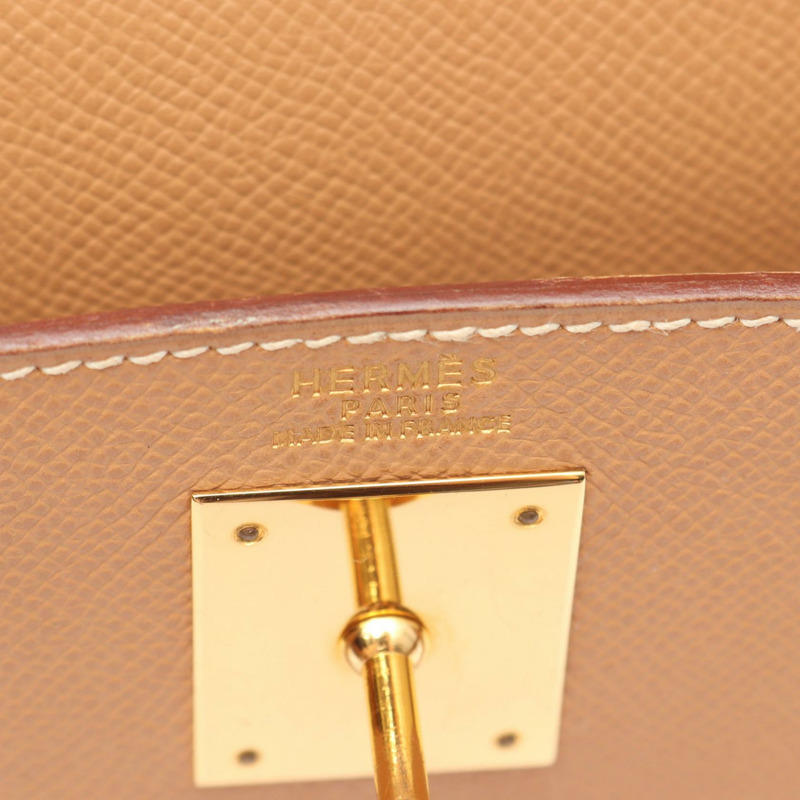 愛馬仕 Kelly 32 單肩手提包，庫爾舍維爾皮革，天然貂皮色，二手，金色五金-3