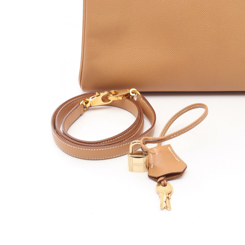 愛馬仕 Kelly 32 單肩手提包，庫爾舍維爾皮革，天然貂皮色，二手，金色五金-5