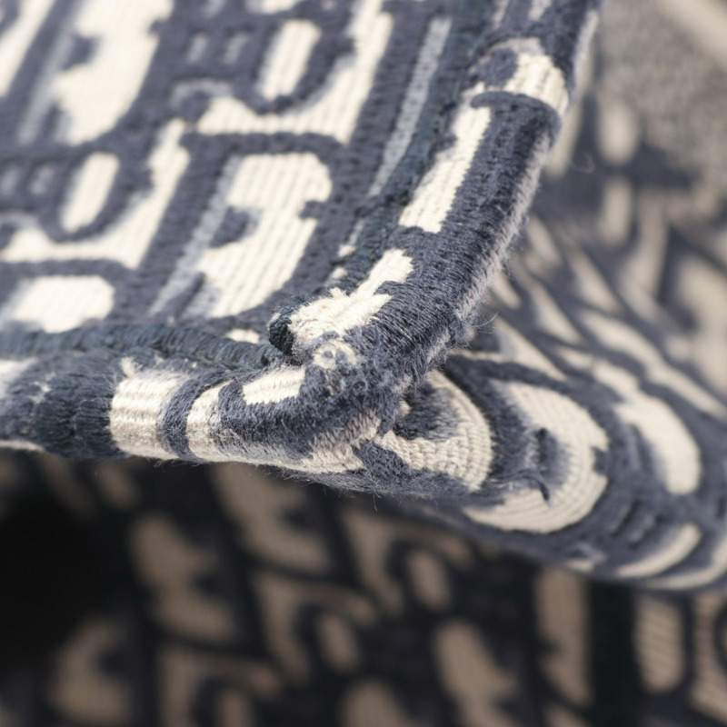 Dior BOOK TOTE 中型斜背包 M1296ZRIWM928 帆布皮革 米色 海軍藍 二手-4