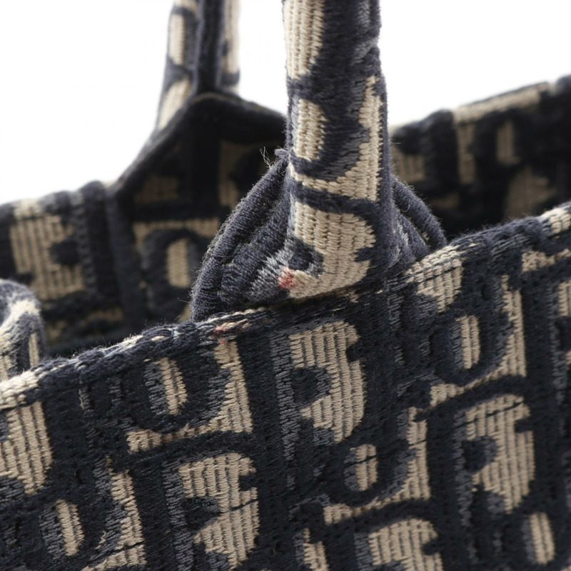 Dior BOOK TOTE 中型斜背包 M1296ZRIWM928 帆布皮革 米色 海軍藍 二手-8