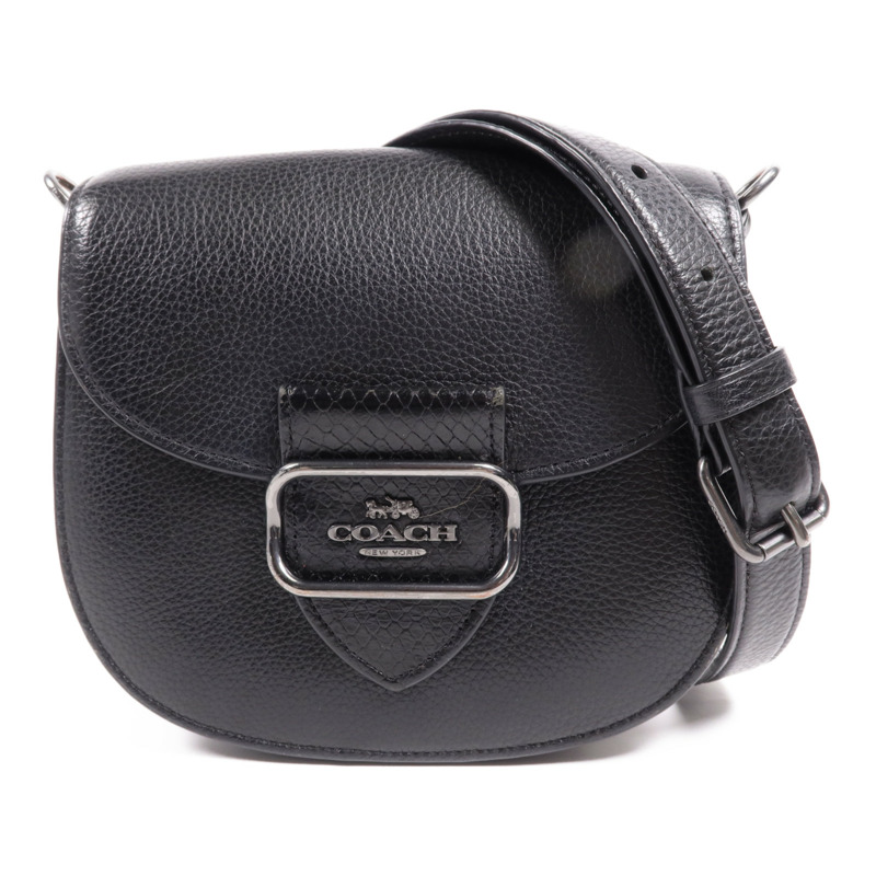 COACH 牛皮皮革Shoulder Bag銀扣肩背袋-0