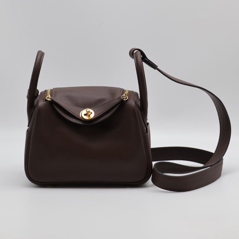 HERMES Mini lindy - 摩卡棕/牛仔藍金 B-0