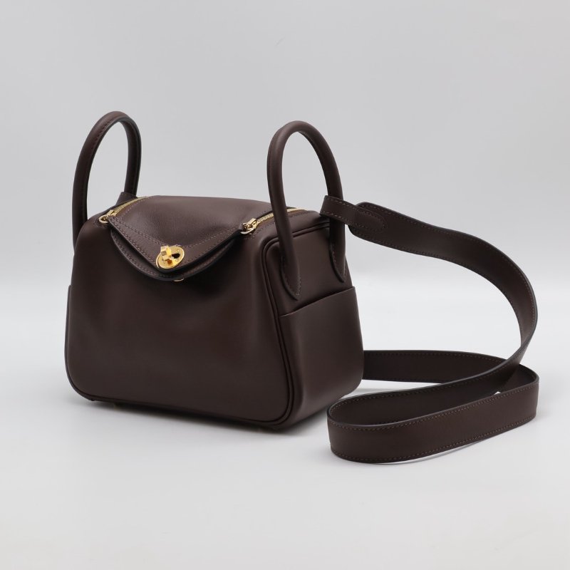 HERMES Mini lindy - 摩卡棕/牛仔藍金 B-7