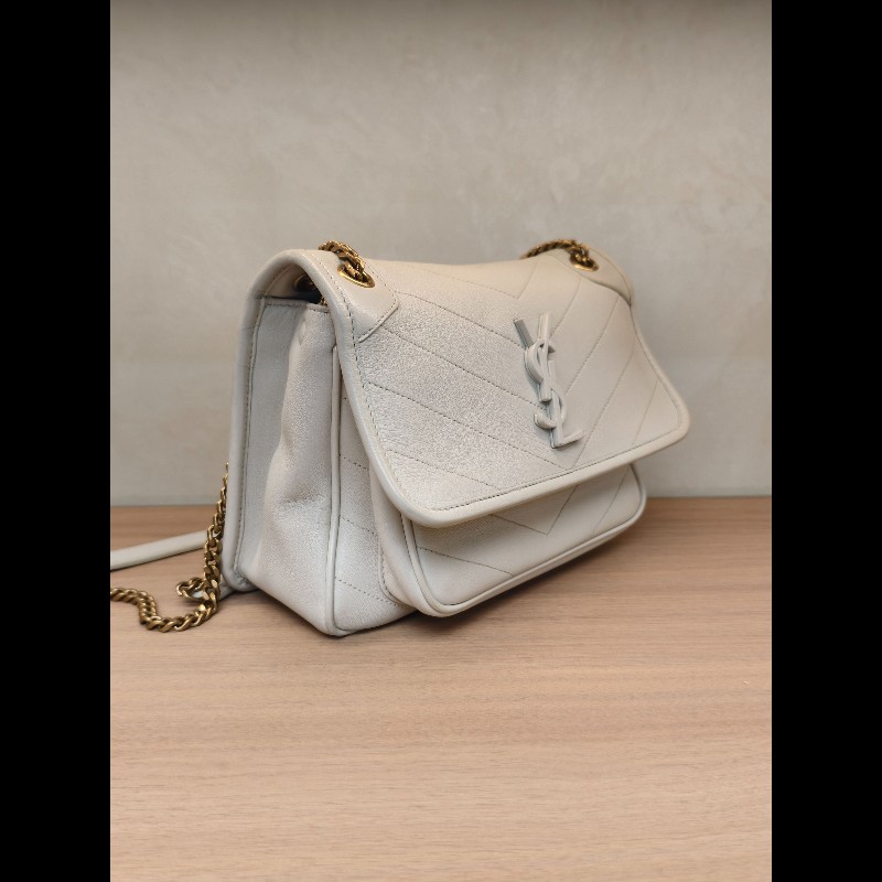 YSL聖羅蘭 Niki肩背斜背包 白色小號 D扣-2