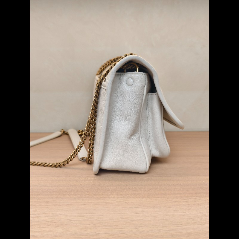 YSL聖羅蘭 Niki肩背斜背包 白色小號 D扣-3