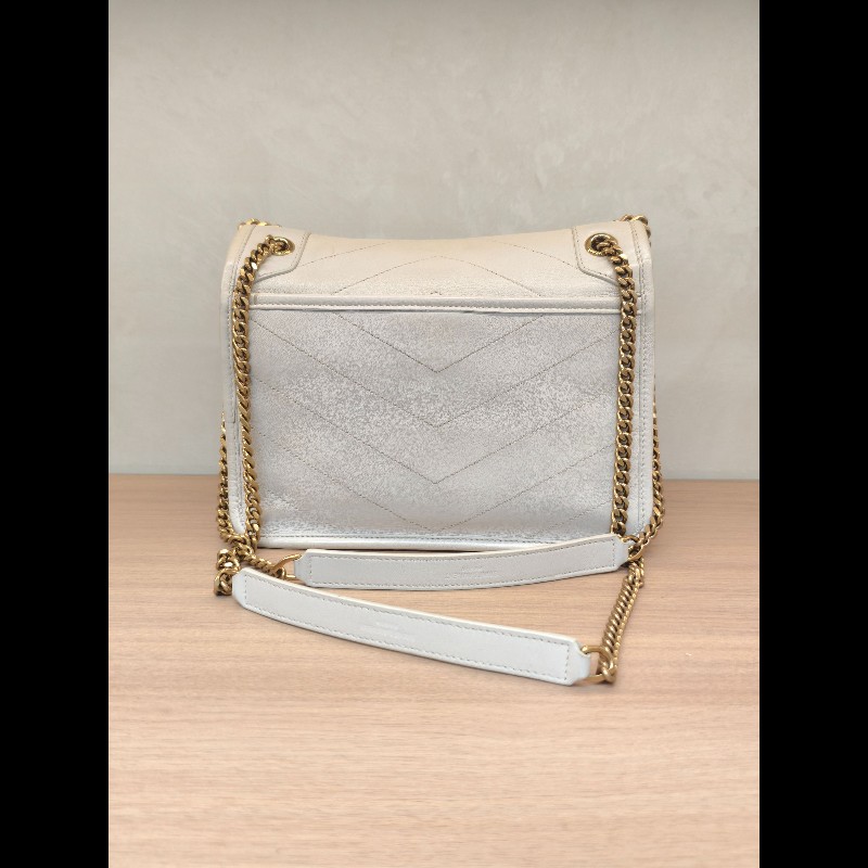 YSL聖羅蘭 Niki肩背斜背包 白色小號 D扣-4