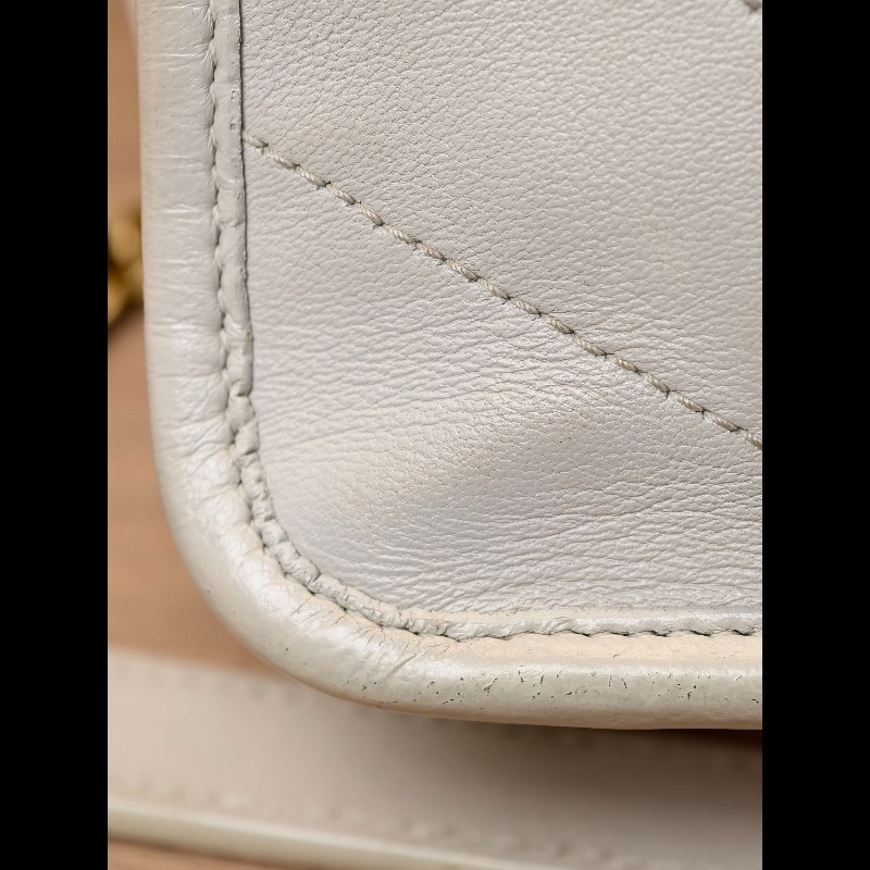 YSL聖羅蘭 Niki肩背斜背包 白色小號 D扣-14