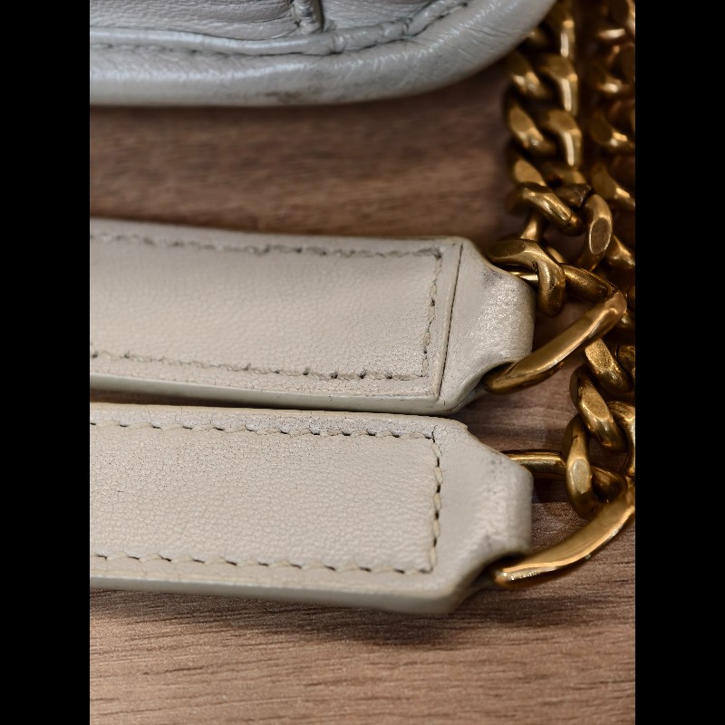 YSL聖羅蘭 Niki肩背斜背包 白色小號 D扣-24