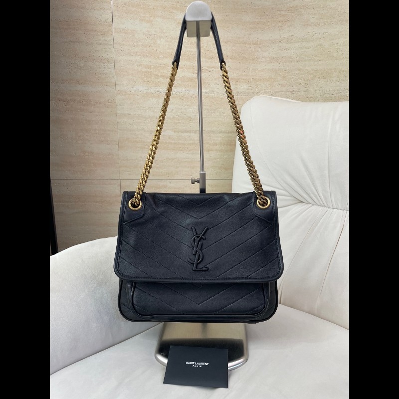 YSL黑金中號羊皮D扣 肩背包斜背包-0