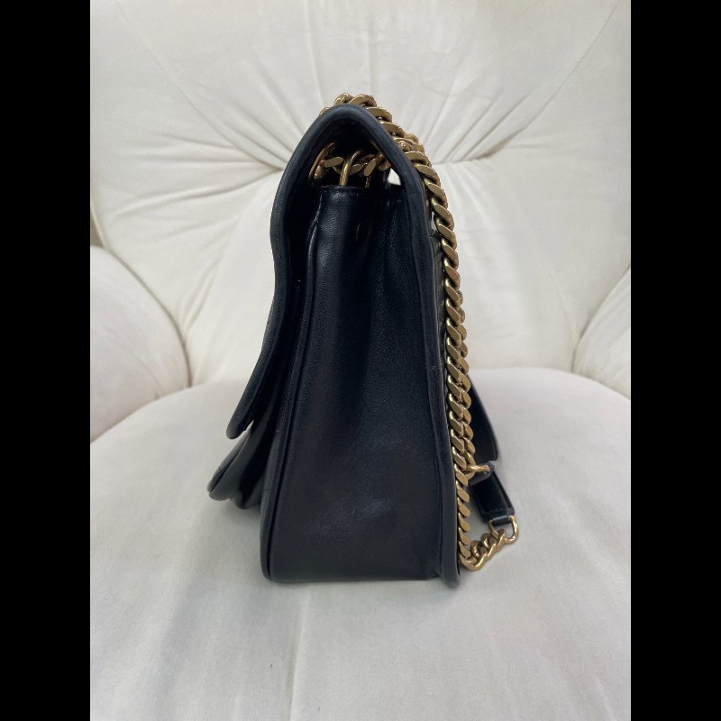 YSL黑金中號羊皮D扣 肩背包斜背包-5