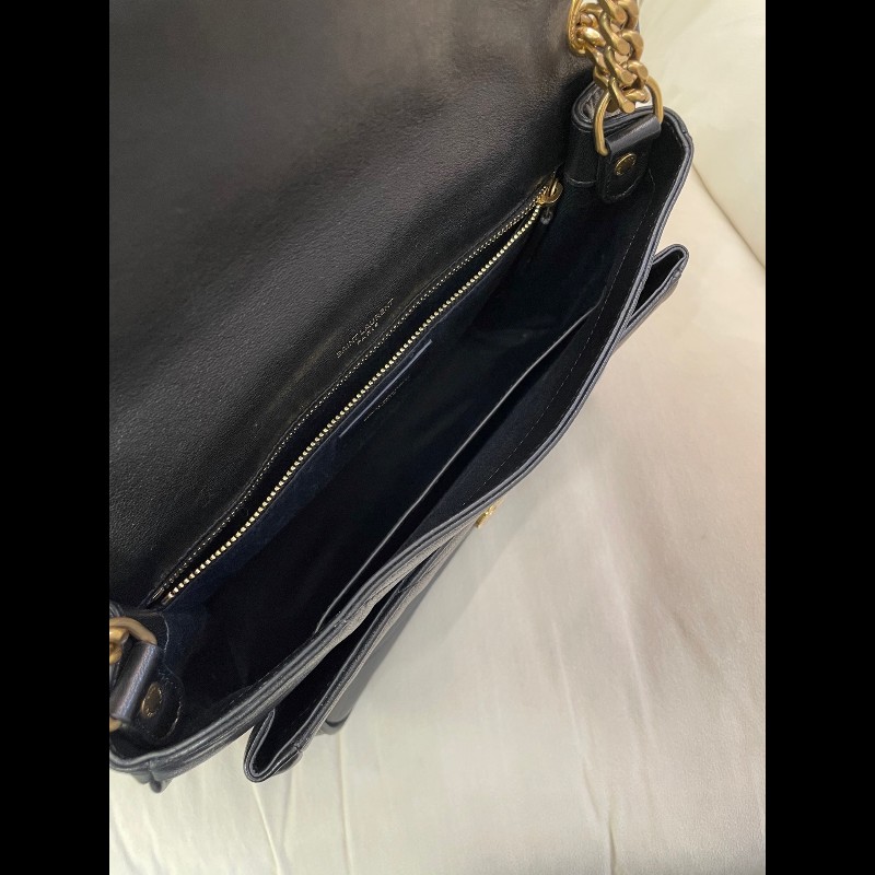 YSL黑金中號羊皮D扣 肩背包斜背包-8