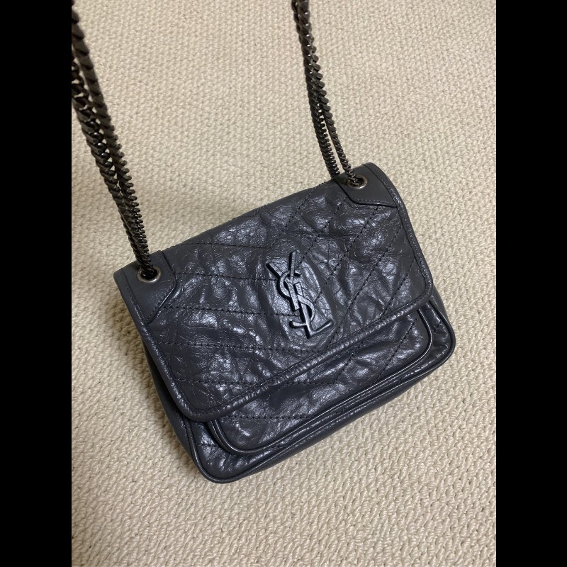 YSL NIKI 灰色小號D扣 鏈條⛓️肩背包斜背包-0