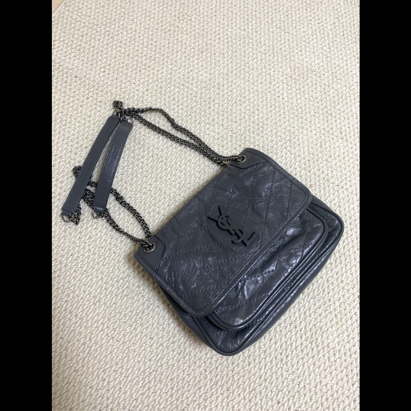 YSL NIKI 灰色小號D扣 鏈條⛓️肩背包斜背包-1