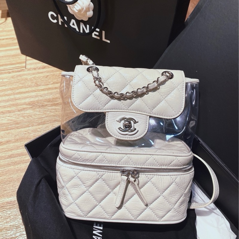 CHANEL油蠟皮透明後背包-2