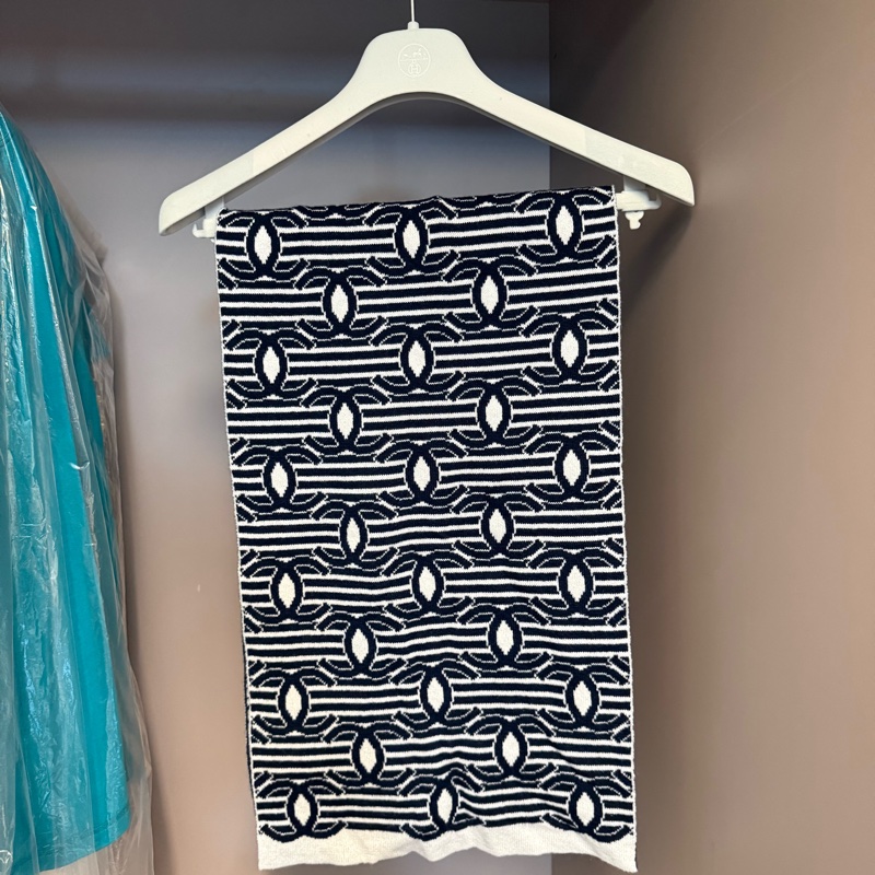 Chanel羊絨純棉混紡圍巾-0