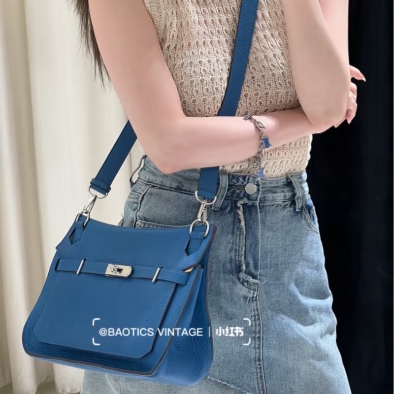 Hermes Jypsiere28 藍色銀釦-3