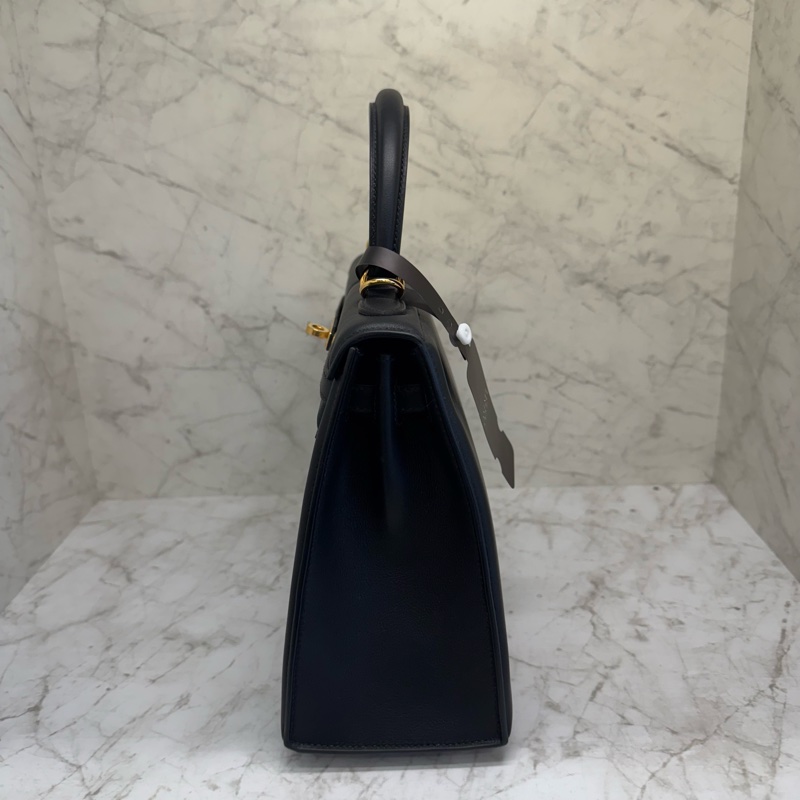 Hermes Padded KELLY 25 黑金屁股包U刻-1