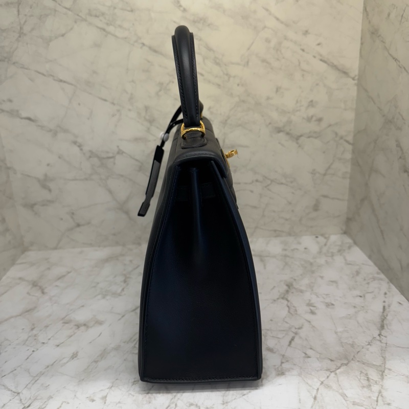 Hermes Padded KELLY 25 黑金屁股包U刻-3