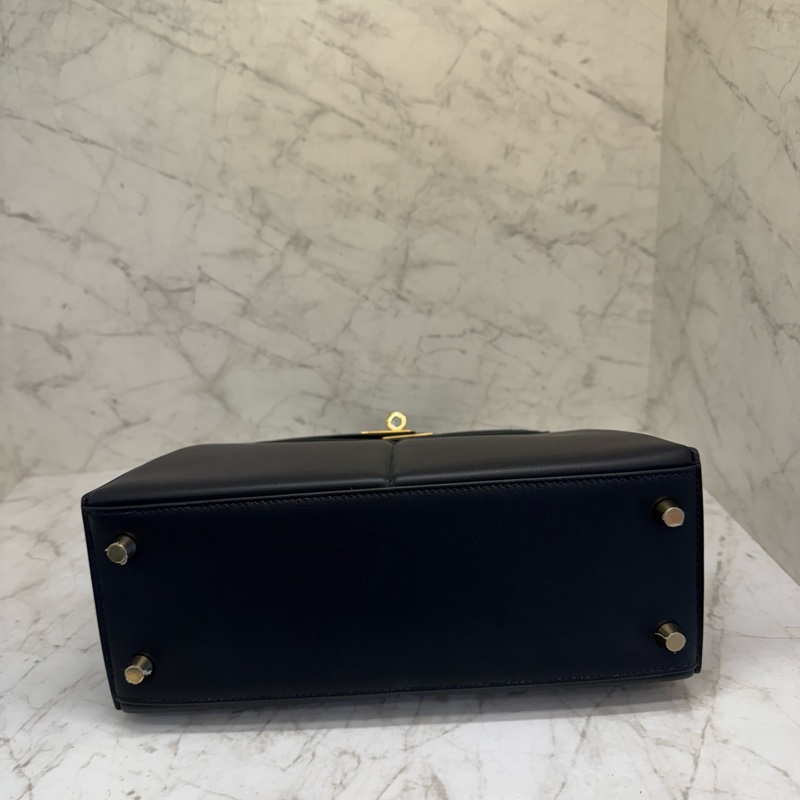 Hermes Padded KELLY 25 黑金屁股包U刻-4