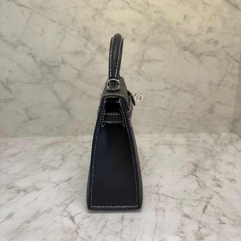 HERMES黑銀白車線內拼黃EPSOM MINI KELLY _ B-3