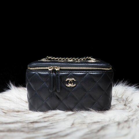 CHANEL 黑金菱格紋trendy長盒子