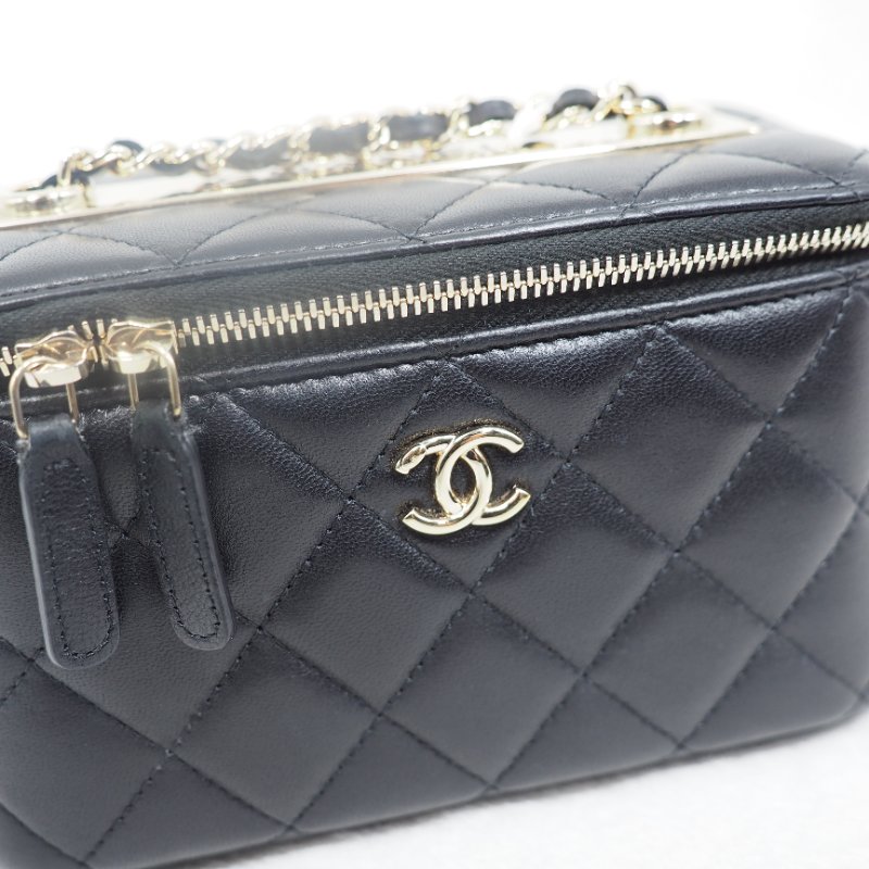 CHANEL 黑金菱格紋trendy長盒子-14