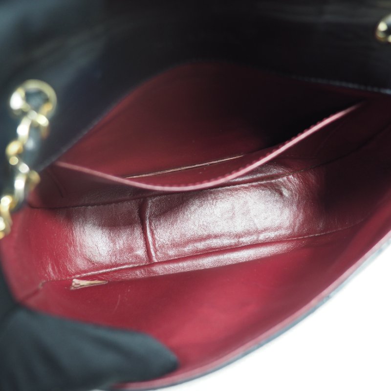 CHANEL 中古黑金菱格羊皮半月包-13