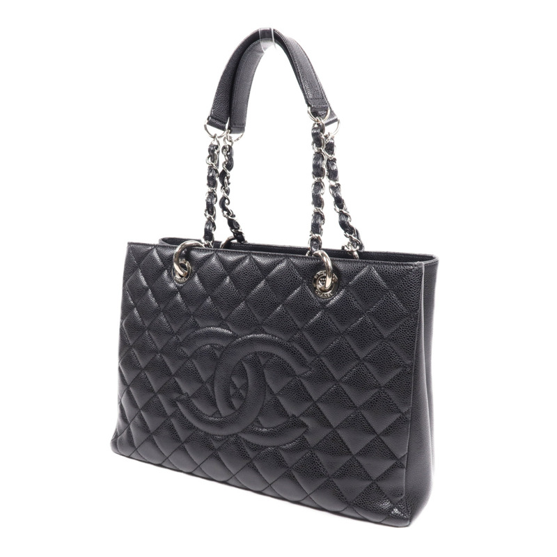 CHANEL 牛皮皮革GST Grand Shopping Tote Bag銀扣鏈帶肩背袋-2