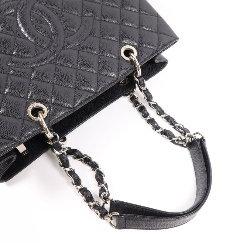 CHANEL 牛皮皮革GST Grand Shopping Tote Bag銀扣鏈帶肩背袋-5