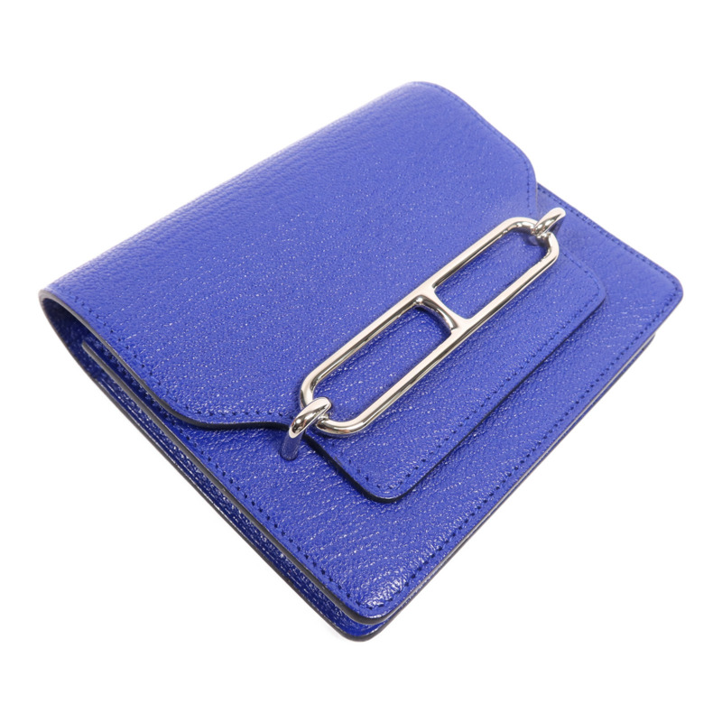 HERMES Chevre皮革Roulis Slim手拿包Bleu Electrique-3