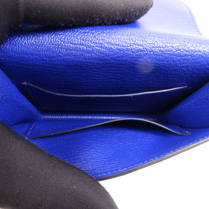 HERMES Chevre皮革Roulis Slim手拿包Bleu Electrique-5