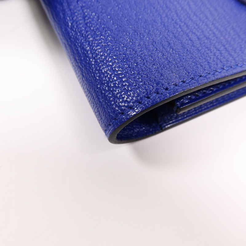 HERMES Chevre皮革Roulis Slim手拿包Bleu Electrique-12