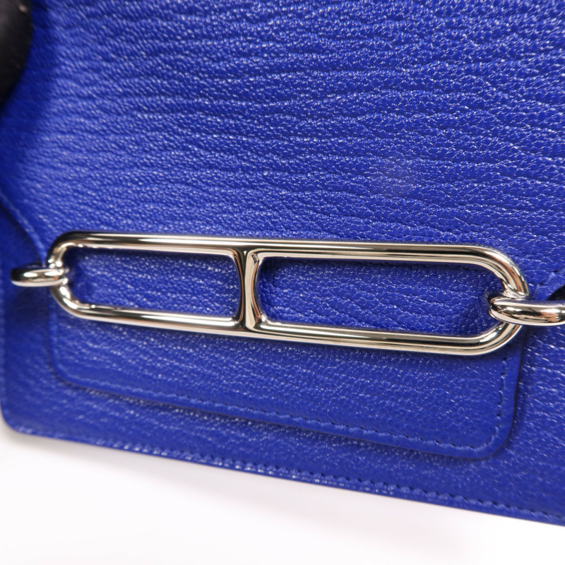 HERMES Chevre皮革Roulis Slim手拿包Bleu Electrique-14
