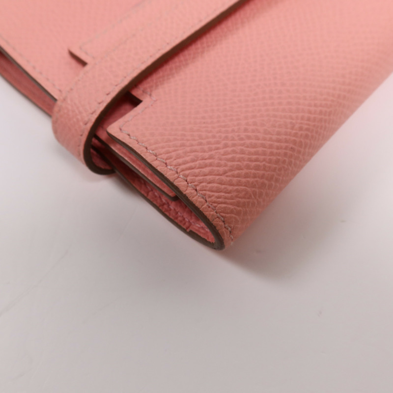 HERMES Epsom皮革Kelly Wallet銀扣長錢包Rose Confetti-7