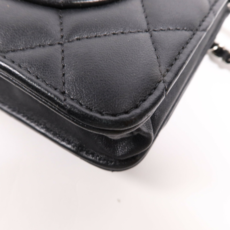 CHANEL 羊皮皮革WOC Wallet On Chain銀扣鏈帶肩背袋-5