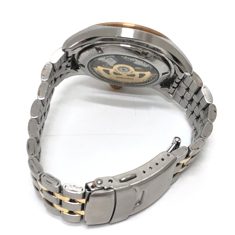 精工 Presage 男士圓形腕錶，4R36-03H0，棕色錶盤，自動機械，不鏽鋼錶殼，鍍金，銀色-4