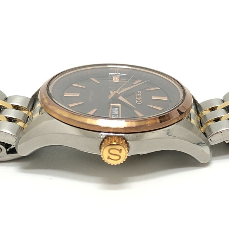 精工 Presage 男士圓形腕錶，4R36-03H0，棕色錶盤，自動機械，不鏽鋼錶殼，鍍金，銀色-6