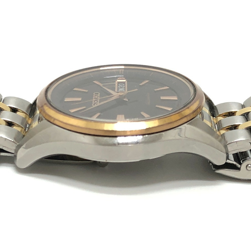 精工 Presage 男士圓形腕錶，4R36-03H0，棕色錶盤，自動機械，不鏽鋼錶殼，鍍金，銀色-7