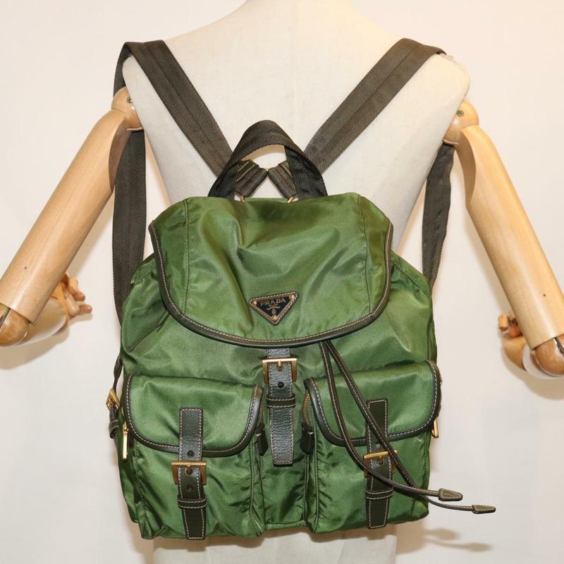 【日本直送】PRADA 尼龍卡其色雙肩包 Auth 67049-27