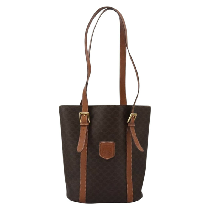 【日本直送】CELINE Macadam帆布肩背包 PVC皮革 棕色 金色 正品 96725-1