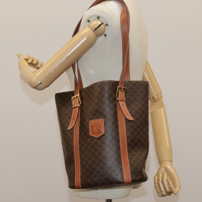 【日本直送】CELINE Macadam帆布肩背包 PVC皮革 棕色 金色 正品 96725-25